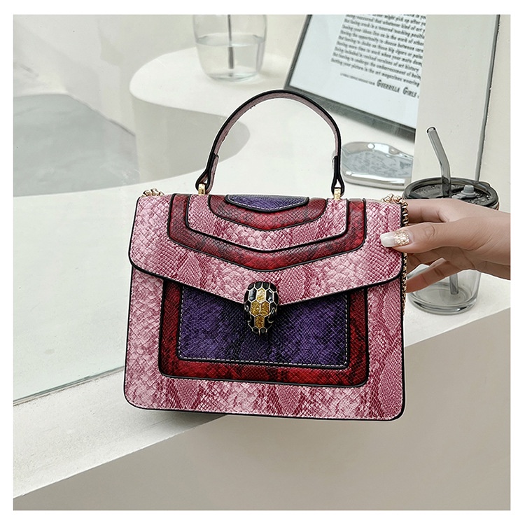 Túi Đeo Chéo Họa Tiết Da Rắn Màu Sắc Tương Phản Phong Cách Âu Mỹ Thời Trang Cho Nữ