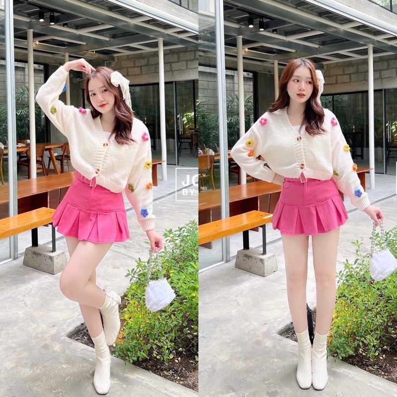 Áo khoác lửng gắn hoa len xinh đẹp BH8 nhé