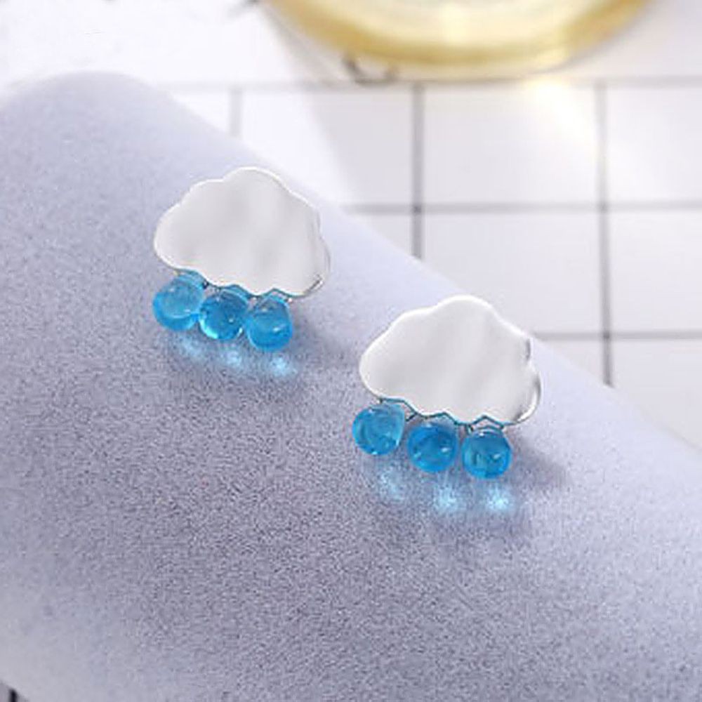 Bông tai hình đám mây đính đá phong cách sang trọng