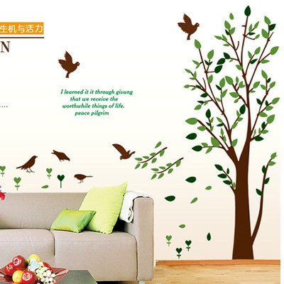Phòng khách phòng ngủ có thể được gỡ bỏ bình dị phong cách cây lớn chim lá lớn Tiếng Anh bức tường nền dán chi nhánh