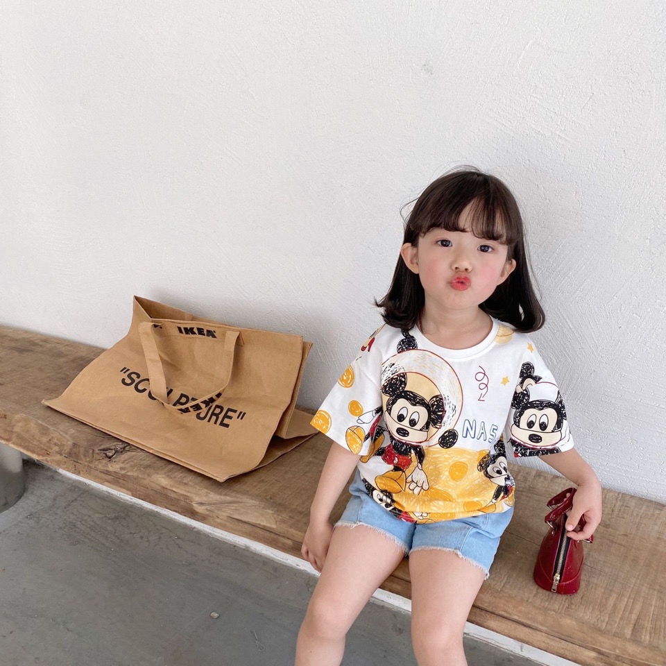 Áo Thun Ngắn Tay In Họa Tiết Hoạt Hình Đáng Yêu Cho Bé Trai Gái Kiểu Hàn Quốc