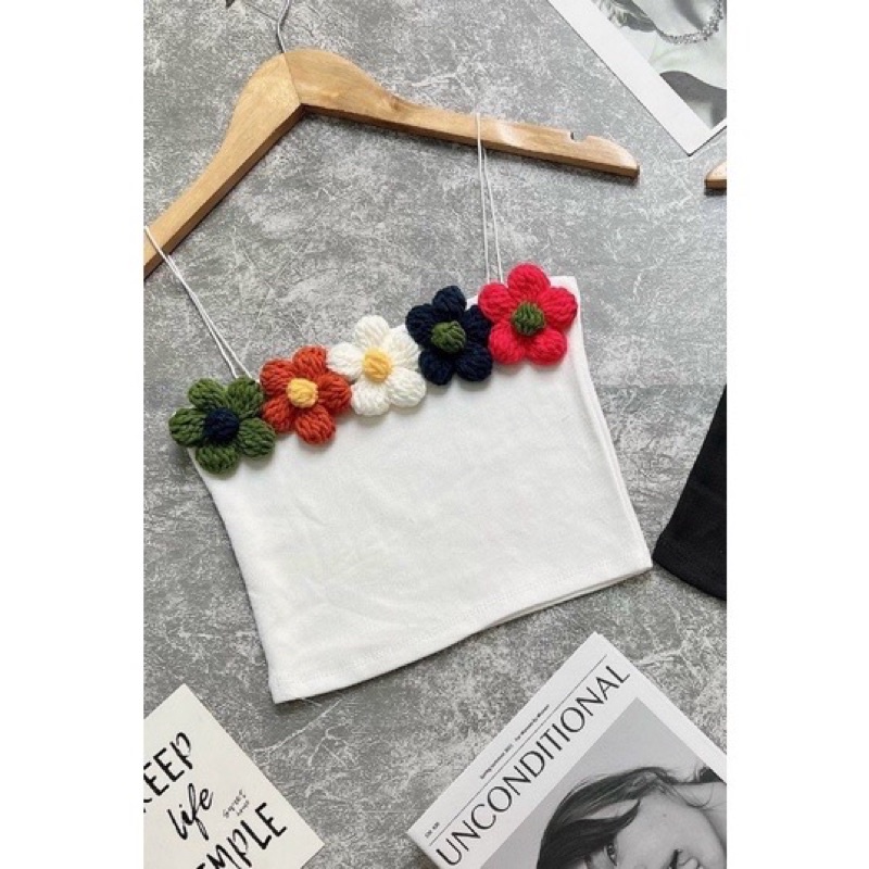 Áo phối hoa len móc xinh đẹp trẻ trung LM1