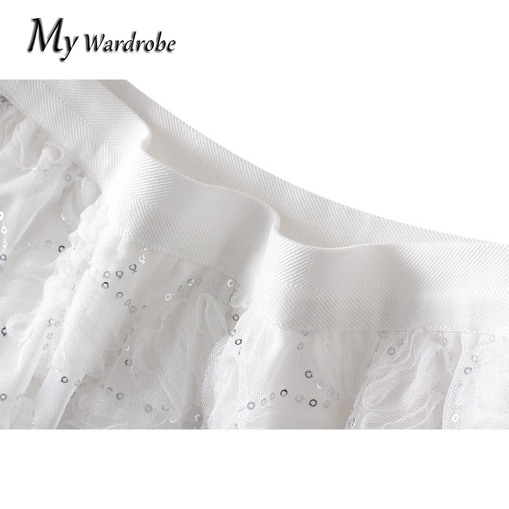 Chân Váy Ren Dáng Chữ A Đính Kim Sa Phong Cách Thời Trang Dành Cho Nữ