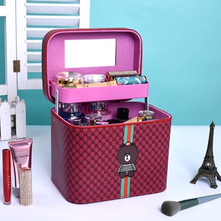 Cốp vải da dày đựng dụng cụ nối mi, đồ trang điểm mẫu kẻ nhiều màu đẹp