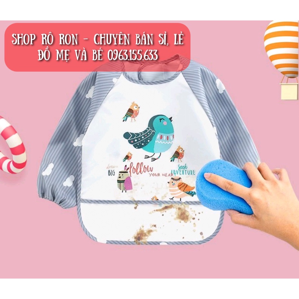 Yếm áo ăn dặm BLW - Yếm máng ăn dặm có tay cho bé - Shop Rô Ron