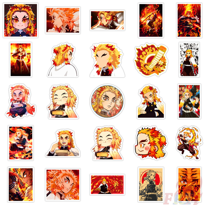 Set 50 miếng dán trang trí chống thấm nước họa tiết anime Demon Slayer thời trang DIY