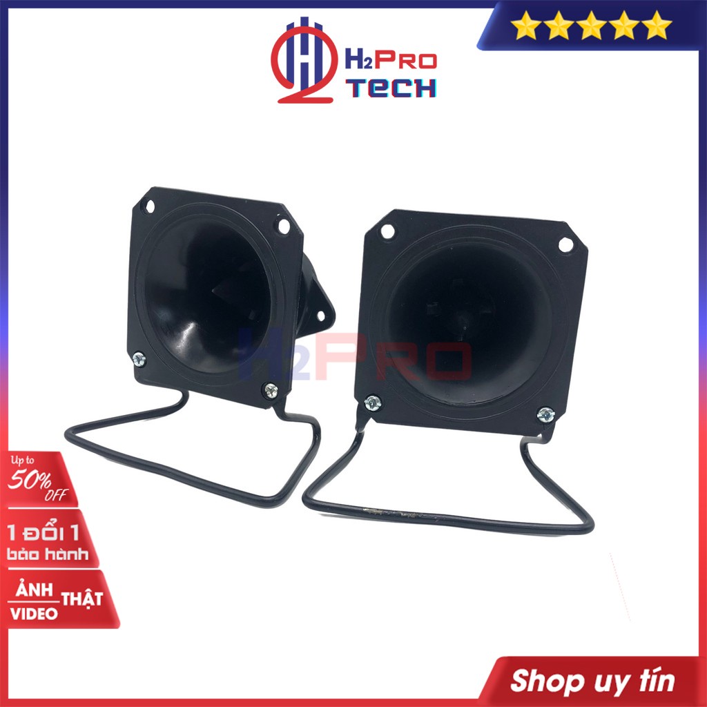 Loa Treble Thạch Anh Phễu Kèn Vuông 75X75, 2 Loa Siêu Treble Thạch Anh Cao Cấp 40W-8 Ôm (Quà Tụ 20K Hàn Sẵn)-H2Pro Tech