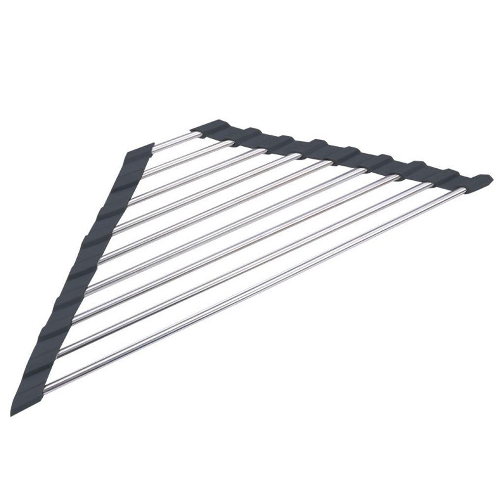 1 Giá Đỡ Bằng Thép Không Gỉ Hình Tam Giác Để Ráo Nước Mút Rửa Trái Cây