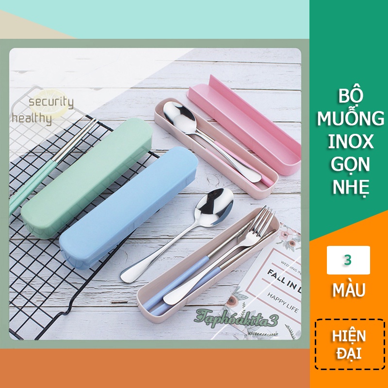 Bộ Đũa Muỗng Nĩa Inox có hộp tiện lợi du lịch #C401