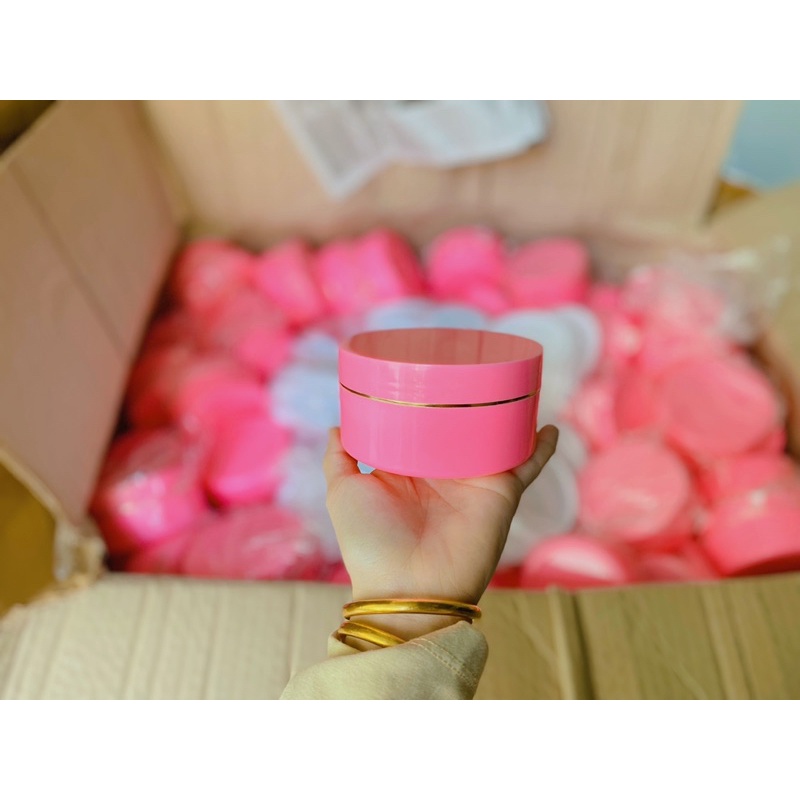 lẻ hủ nhựa 200g đựng kem màu hồng có độn đáy
