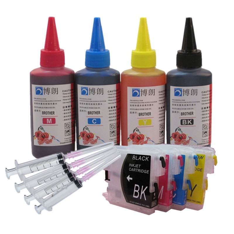 Hộp Mực Thay Thế Cho Máy In Brother LC38 / LC39 DCP-j125, MFC-J220 MFC-J415W J140W DCP-J145W + 4 Lọ Mực Thay Thế