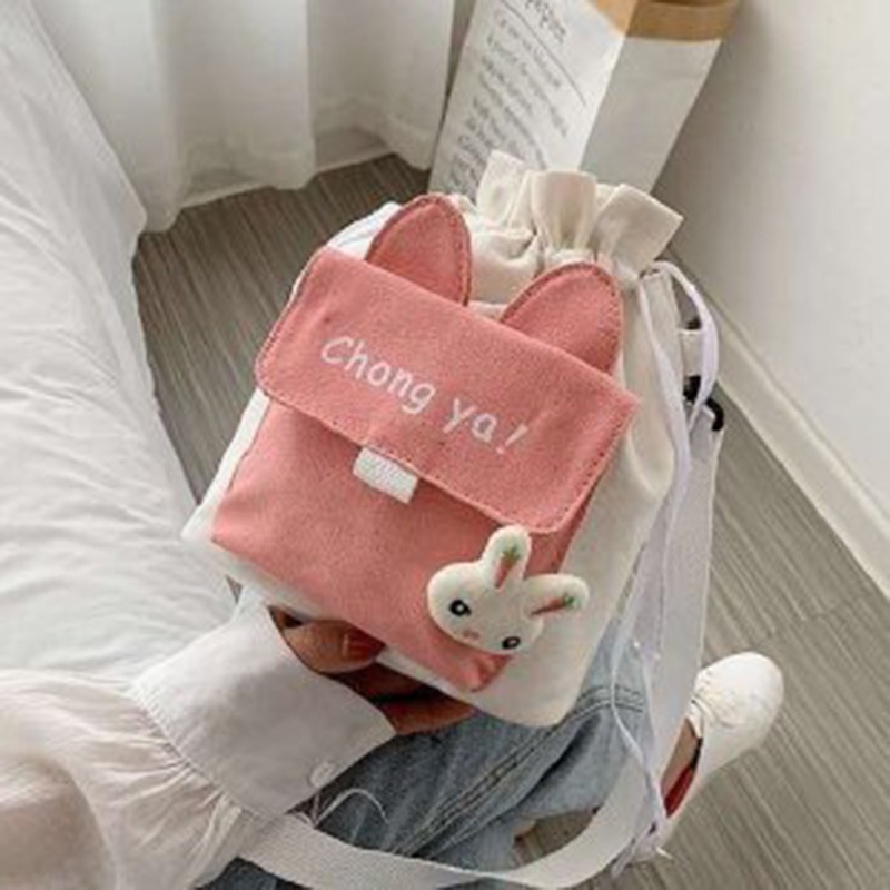 Túi đeo chéo IELGY vải canvas màu tương phản dễ thương phong cách thời trang Hàn Quốc