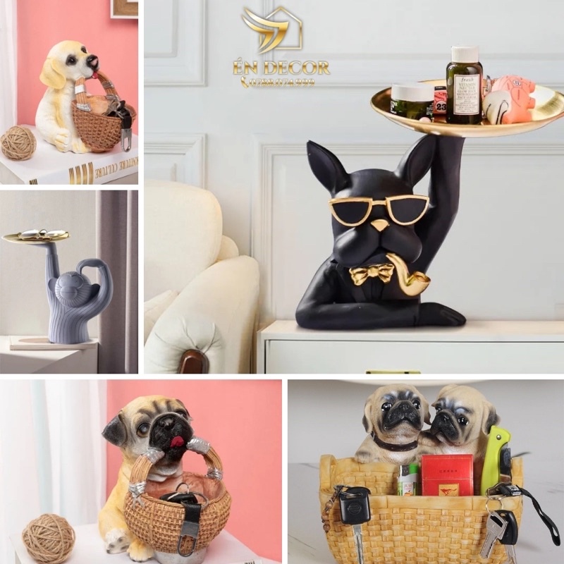 Chó Decor,Trang Trí, Chó Để chìa khoá, Để bánh kẹo trang trí phòng khách, Én Decor