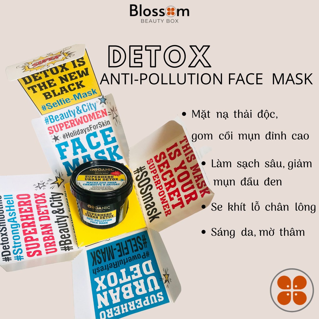 Mặt nạ detox da dầu mụn Organic Kitchen Selfie-Mask - Superhero Urban Detox Anti-Pollution