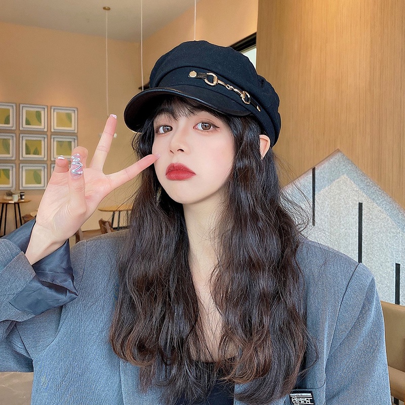 Mũ Beret Phối Khóa Kim Loại Thời Trang Thu Đông Cho Nữ