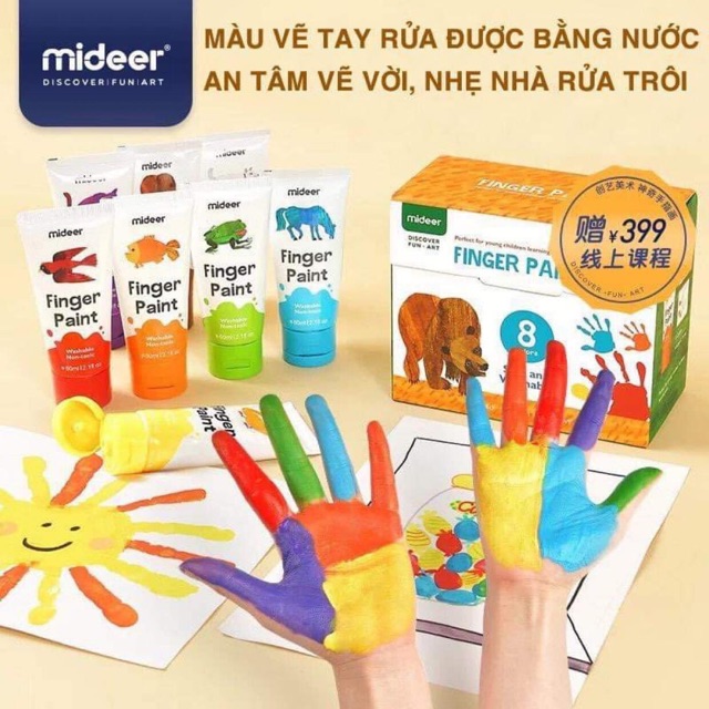 Set 8 Màu Vẽ Tay-Finger Paint Hãng Mideer