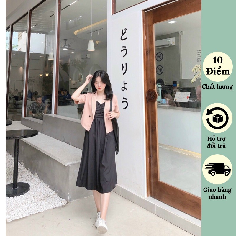 Set váy 2 dây và áo vest công sở thanh lịch nữ tính Đầm váy thiết kế cao cấp Chic.Store