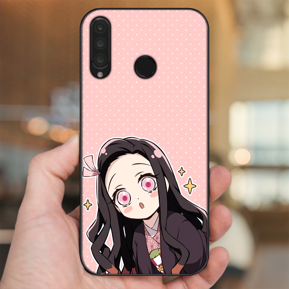 Ốp lưng Huawei P30 Lite, Nova 4e viền đen in hình Nezuko Kimetsu no Yaiba