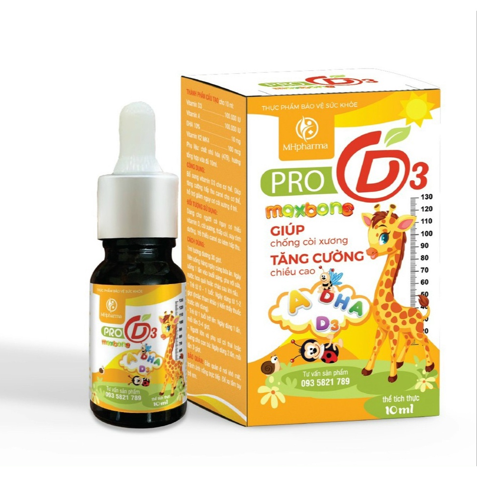 Pro D3 Maxbone bổ sung Vitamin D3 & K2 giúp hấp thụ canxi hiệu quả, giúp xương và răng chắc khỏe, giảm còi xương Mk7