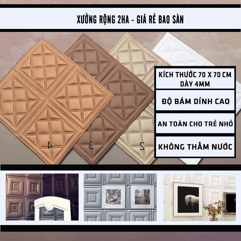 Xốp Dán Tường Giả Da-Gỉa Gạch Quả Trám 3D kt 70x70cm Cách Nhiệt Cách Âm Chống Ẩm-Hàng Xưởng siêu dính giá siêu rẻ. | BigBuy360 - bigbuy360.vn