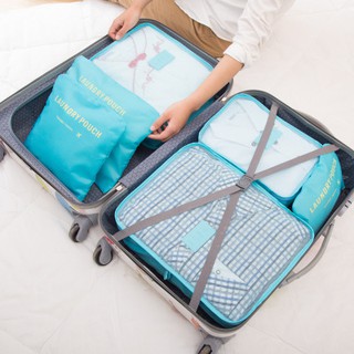 Bộ 6 Túi Đựng Đồ Du Lịch Laundry Pouch kèm balo du lịch gấp gọn