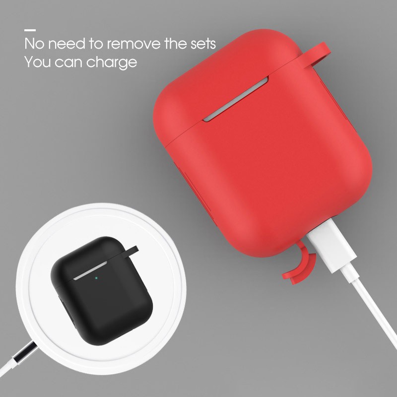 Vỏ Bảo Vệ Hộp Sạc Tai Nghe Airpods 1 / 2 Bằng Silicon Cao Su Mềm Nhiều Màu Thời Trang