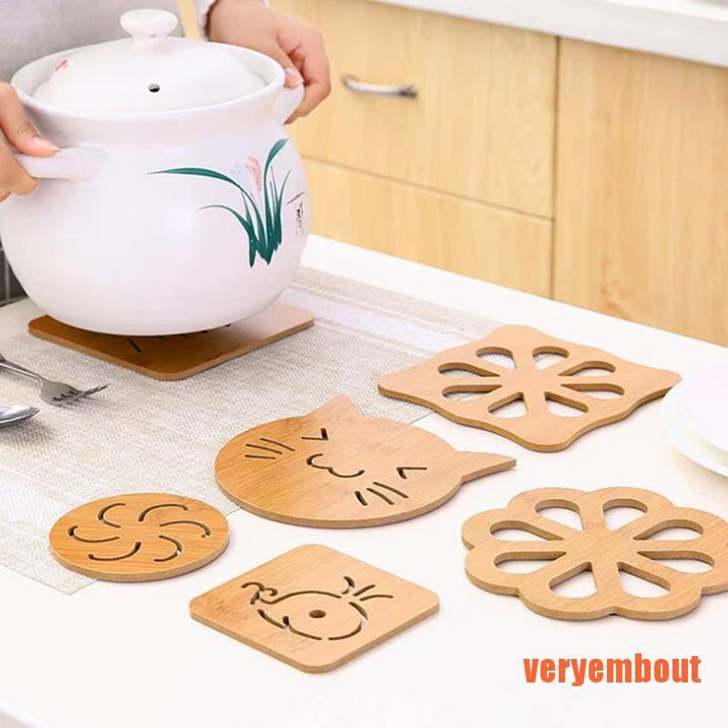 1 Đế Lót Nồi Bằng Gỗ Tre Dày Cách Nhiệt Chống Trượt Chống Bỏng Tiện Dụng