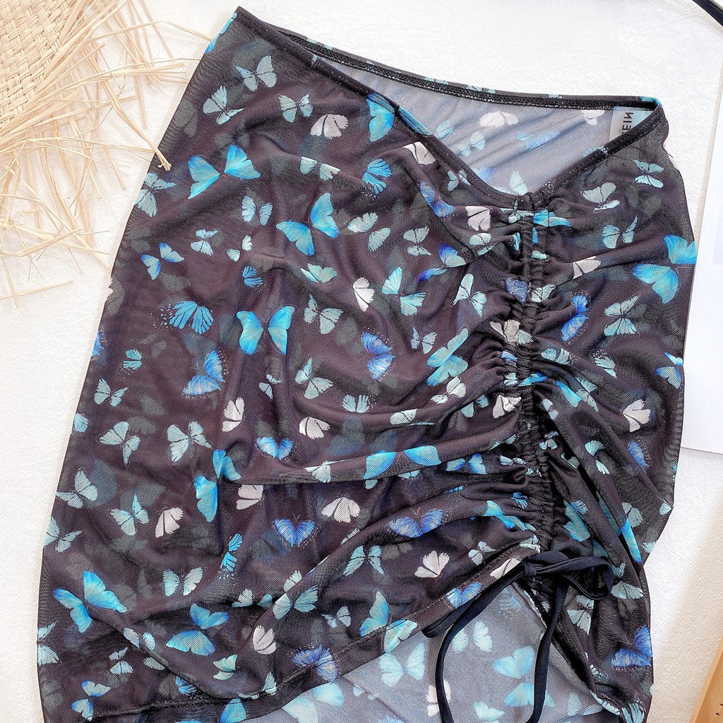 Bộ Đồ Bơi 3 Mảnh Cột Dây Phối Lưới In Họa Tiết Bướm Màu Sắc Tùy Chọn Dành Cho Nữ Mã CS31 | BigBuy360 - bigbuy360.vn