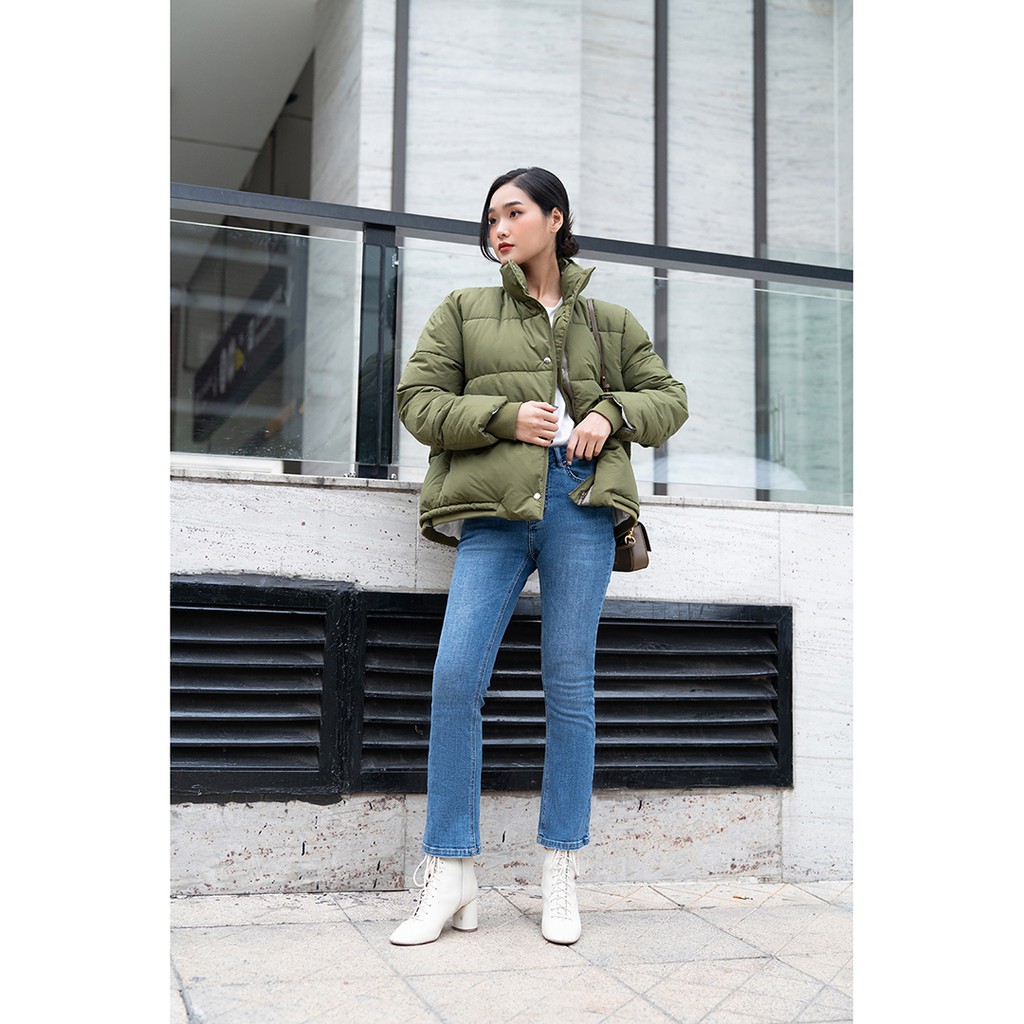 Áo khoác phao nữ lót bông siêu ấm không mũ KPA1242 92WEAR | BigBuy360 - bigbuy360.vn