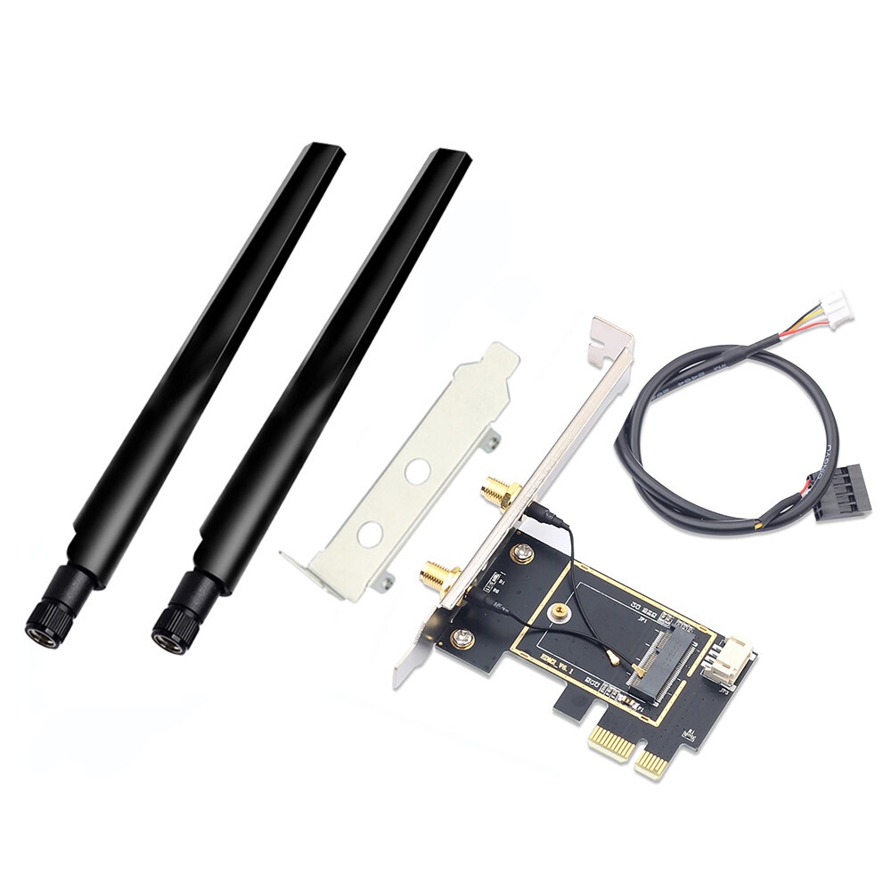 Bộ ChuyểN ĐổI Không Dây M.2 Sang PCI - E + Ăng Ten 2x NGFF M.2 WiFi Cho Intel AX210 AX200 9260 8265 8260