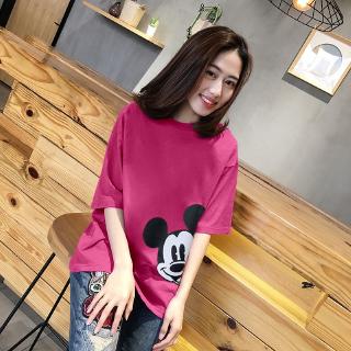 NRVP Áo thun nữ tay ngắn dáng rộng in hình vui nhộn màu đỏ dễ thương thời trang mùa hè 2020