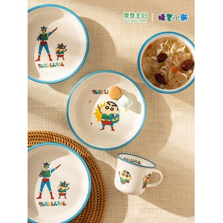 Shin Chan Cậu bé bút chì x siêu nhân Bát cơm gốm sứ bát đĩa dễ thương bộ đồ ăn gia đình