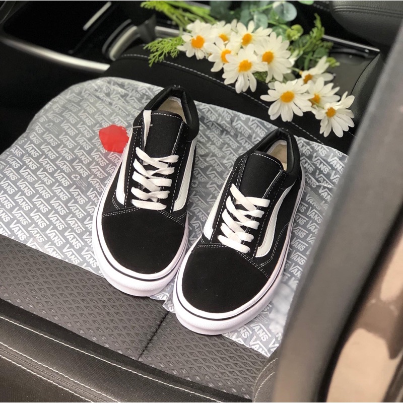 Giày Van Old Skool Black 1:1 Sneaker Nam Nữ - Giày Trượt Ván Cổ Thấp Màu Đen Trắng