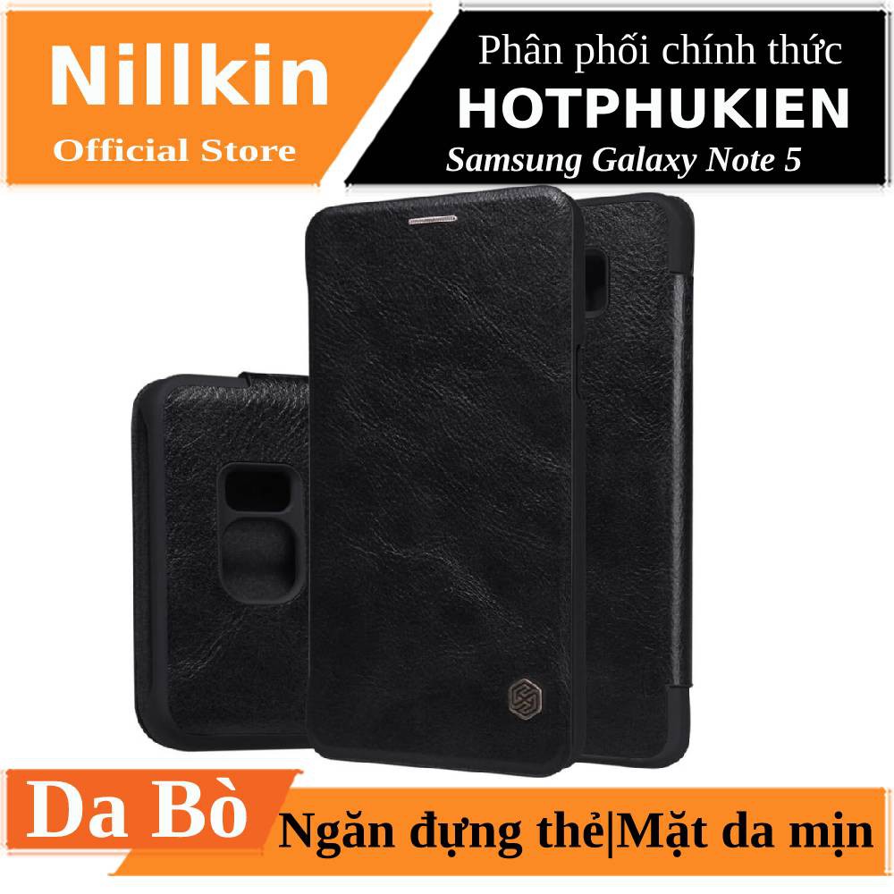 Bao da dành cho Samsung Galaxy Note 5 hiệu Nillkin Qin (Chất liệu da cao cấp, có ngăn đựng thẻ) - Hàng chính hãng