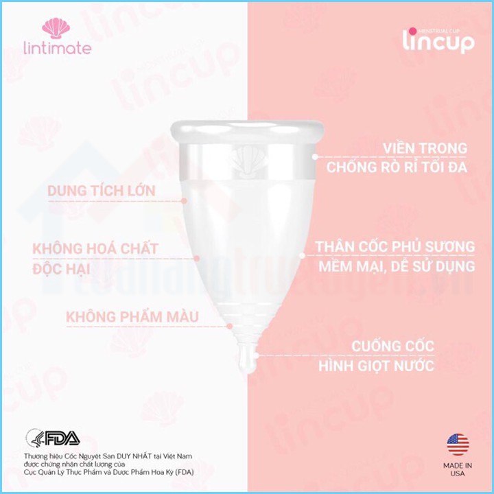 [CHÍNH HÃNG-TẶNG DDVS] Cốc Nguyệt San Lincup + Cho Phụ Nữ Cổ Tử Cung Thấp/ Đã Sinh Thường 2 Bé Litimate Nhập Khẩu Từ Mỹ