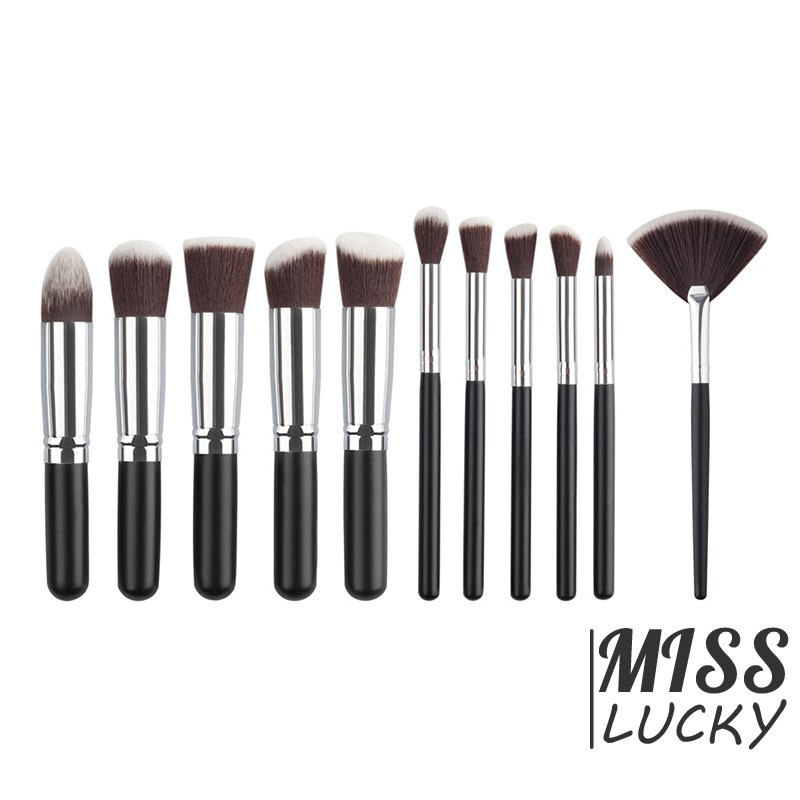 Set 10 cọ trang điểm nền/ má hồng và mắt mini mềm mại