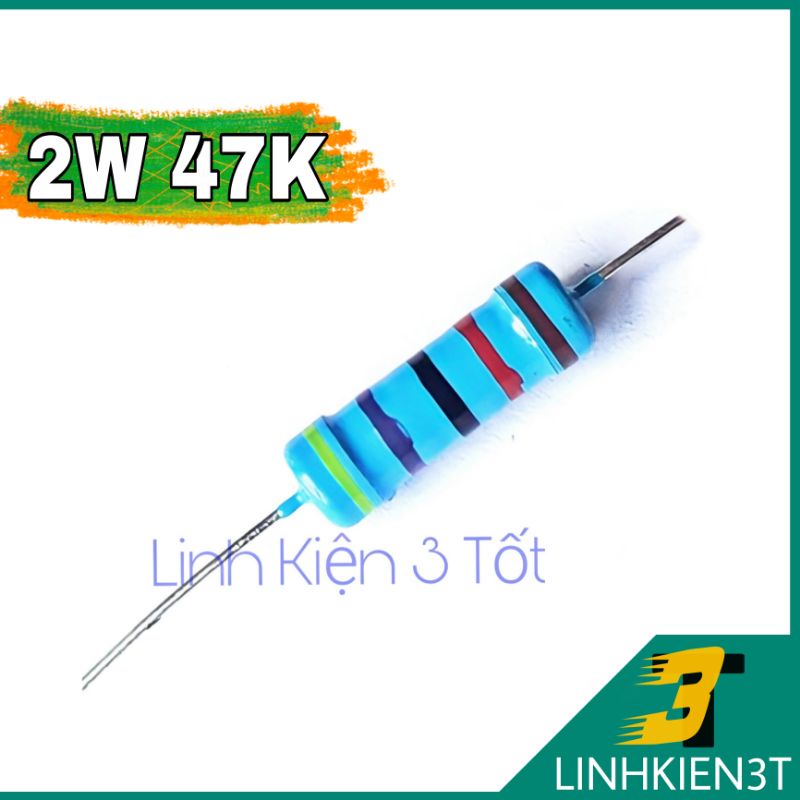 Túi 10 con ) Điện Trở 2W 5% 47k ohm chân đồng loại tốt