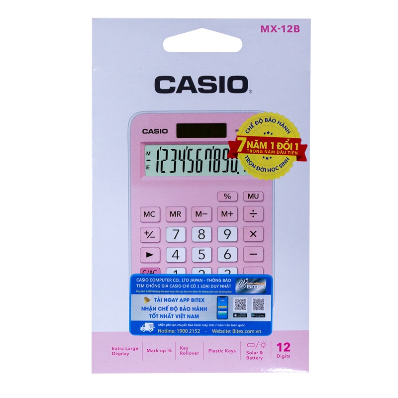 Máy tính Nhỏ Casio MX-12B Chính Hãng Bảo Hành 7 năm