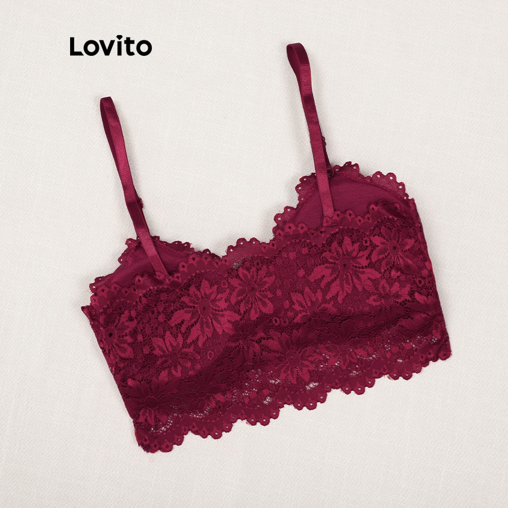 Áo ngực Lovito phối ren đơn giản L00311 (xanh dương/đỏ) | BigBuy360 - bigbuy360.vn