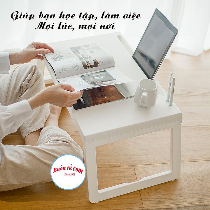 Bàn học gấp gọn nhựa Việt Nhật có khe cắm Ipad, bàn học làm việc thông minh,decor trang trí phòng gọn nhẹ tiện lợi 01234 | BigBuy360 - bigbuy360.vn