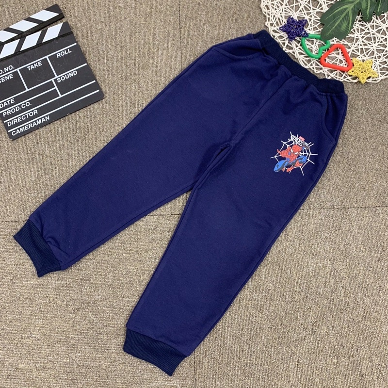 Quần nỉ da cá bé trai cao cấp, quần nỉ nhện cho bé trai, quần người nhện thu đông 2021