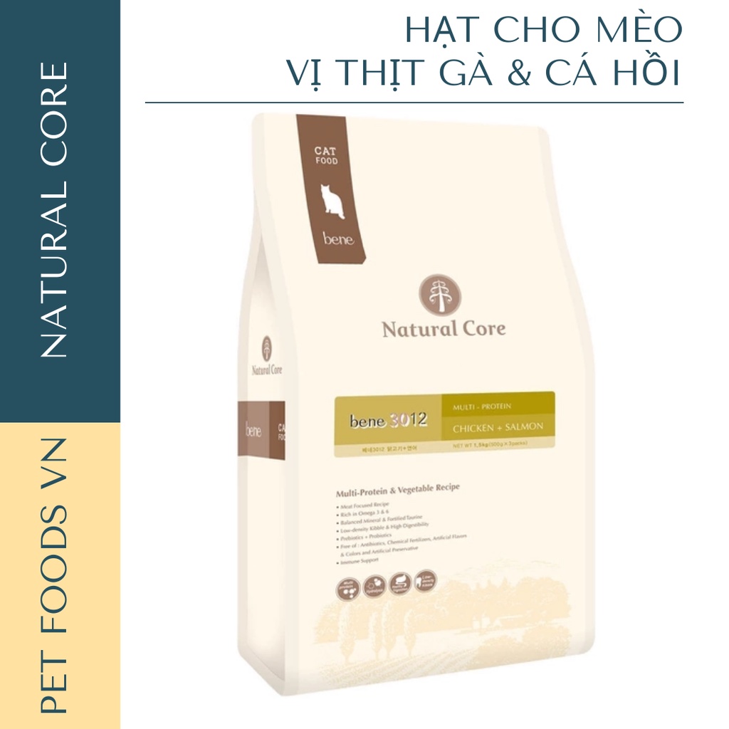 Hạt cho mèo NATURAL CORE CAT C3 Bene 3012 1.5kg vị Thịt Gà & Cá Hồi