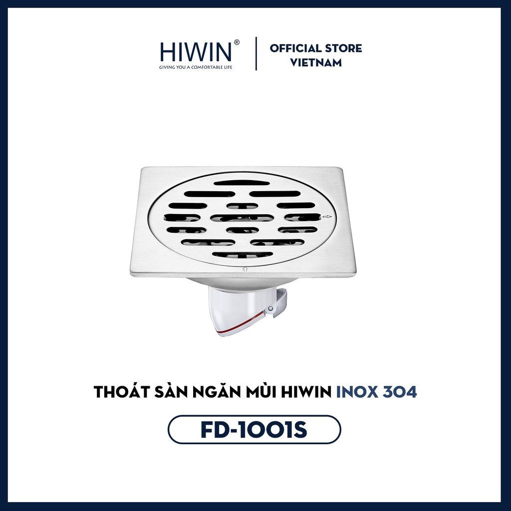 Thoát sàn ngăn mùi hôi inox 304 mặt mờ Hiwin FD-1001S