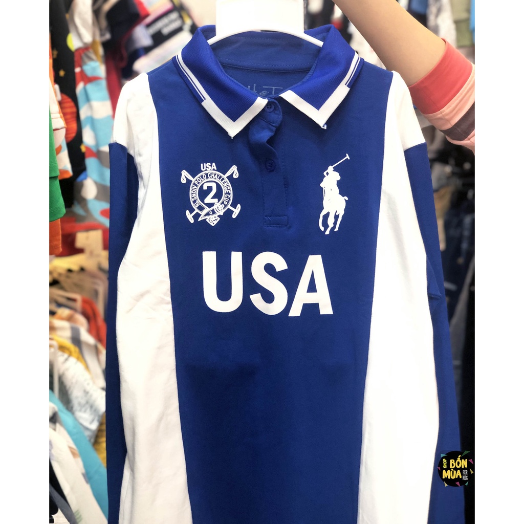 Áo Thun Dài Tay Bé Trai Size Đại 20-45kg 🍐🍐 Áo Polo Dài Tay Cho Bé Trai - Shop Bốn Mùa