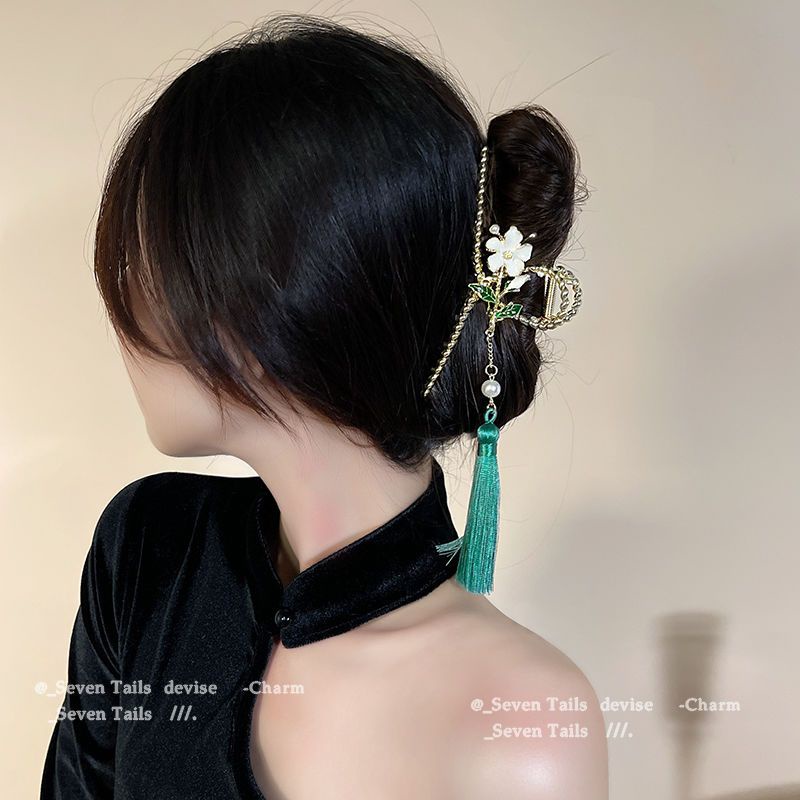 Xian!Kẹp Tóc Hình Cá Mập Đính Hoa Tua Rua Phong Cách Trung Hoa Cổ Điển Thời Trang Mùa Hè Cho Nữ