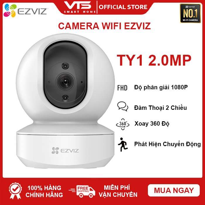 Camera WI-FI Trong nhà EZVIZ TY1-1080P, Smart IR, Xoay 360 Độ, Đàm Thoại 2 Chiều, Theo Dõi Chuyển Động