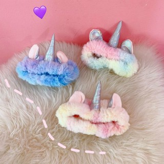 băng đô rửa mặt sừng kỳ lân 7 màu lông xù