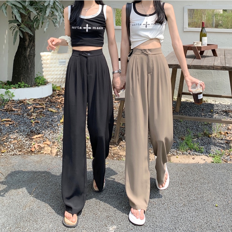 Quần Ống Rộng Lưng Cao Co Giãn Thời Trang Mới 2022 Cho Nữ