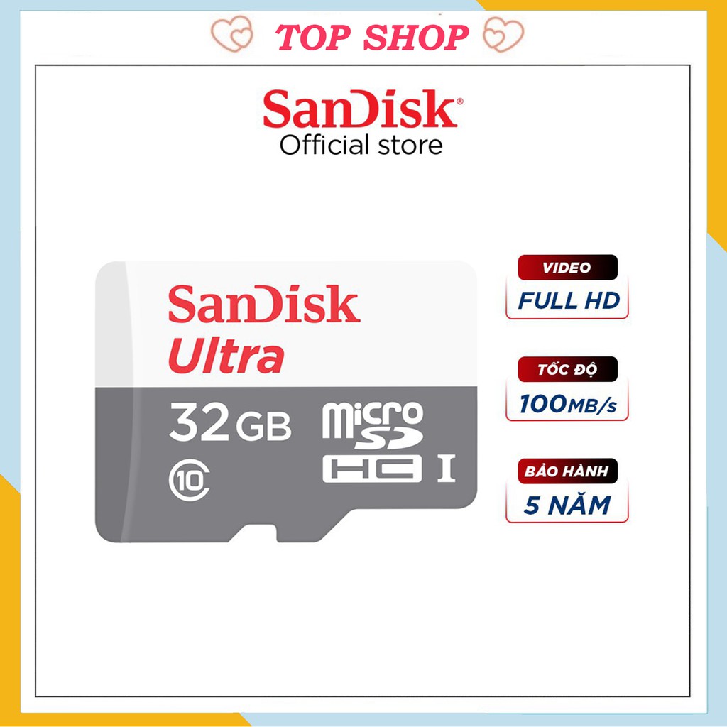 Thẻ nhớ sandisk 64GB _32Gb_16GB_8GB dùng điện thoại, máy ảnh - Thẻ nhớ tốc độ cao Class 10 Ultra 667x 100MB_s,BH 5 năm