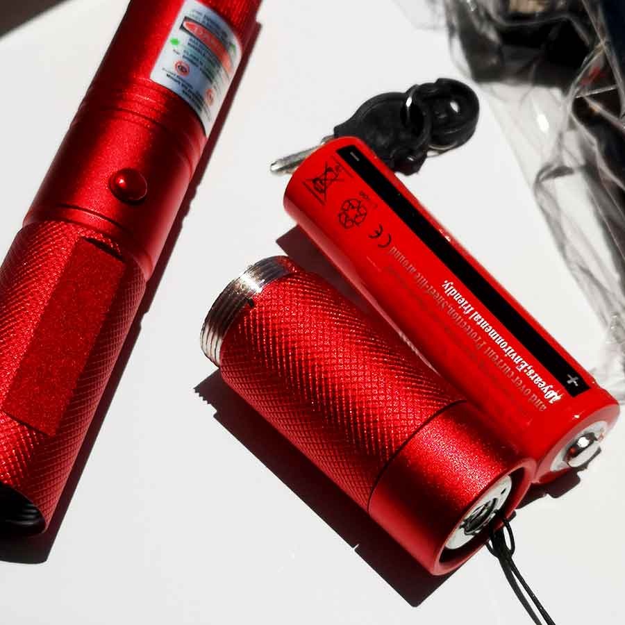 Đèn Laze Laser Công Trình 303 Tia Xanh Lá Pin Sạc Vỏ Đỏ